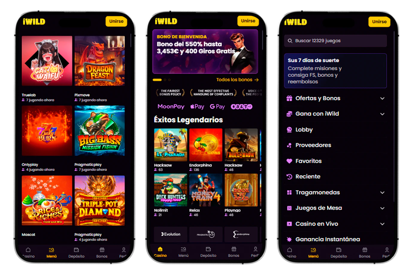 Acceso móvil a iWild Casino desde smartphones y tablets